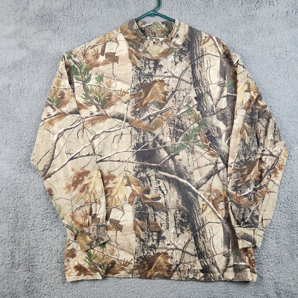 Russell Outdoors‎ Shirt Mens XL Realtree Camo Explorer Mock Neck Hunting Tee